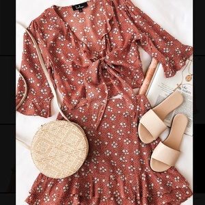 Lulu’s Carnation Crush Terra Cotta Floral Print Two-Piece Dress